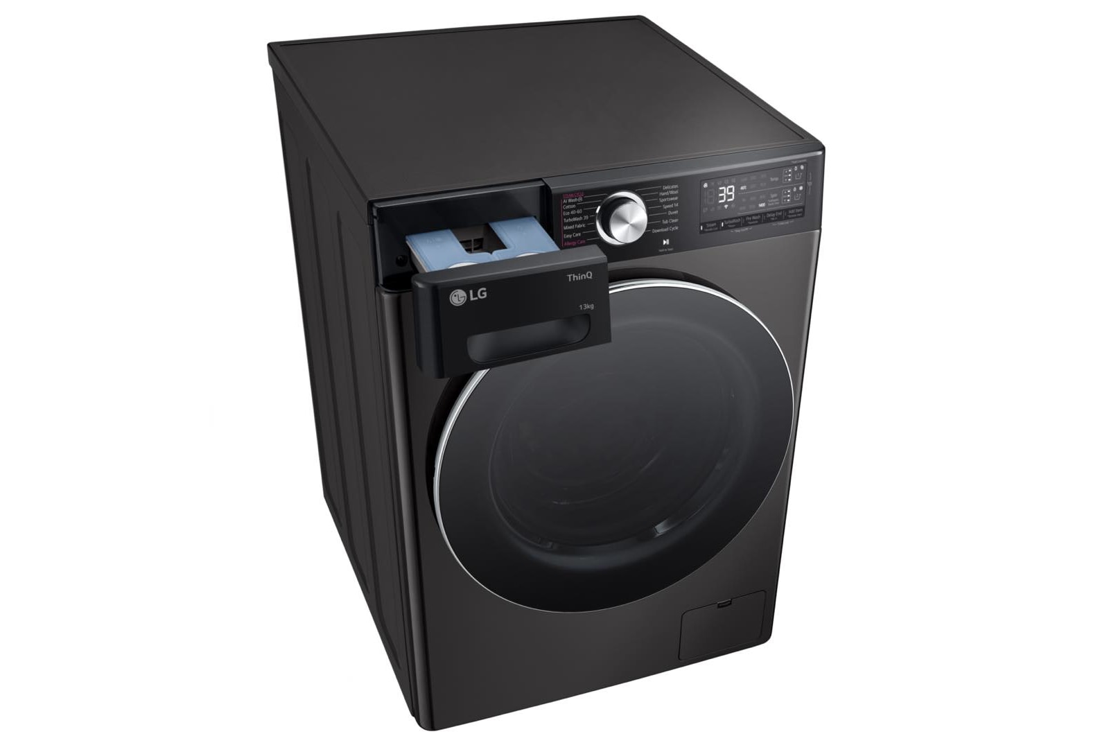 LG 13kg AI DD™ ezDispense™ Washing Machine, Platinum Black, F4Y913BCTA1